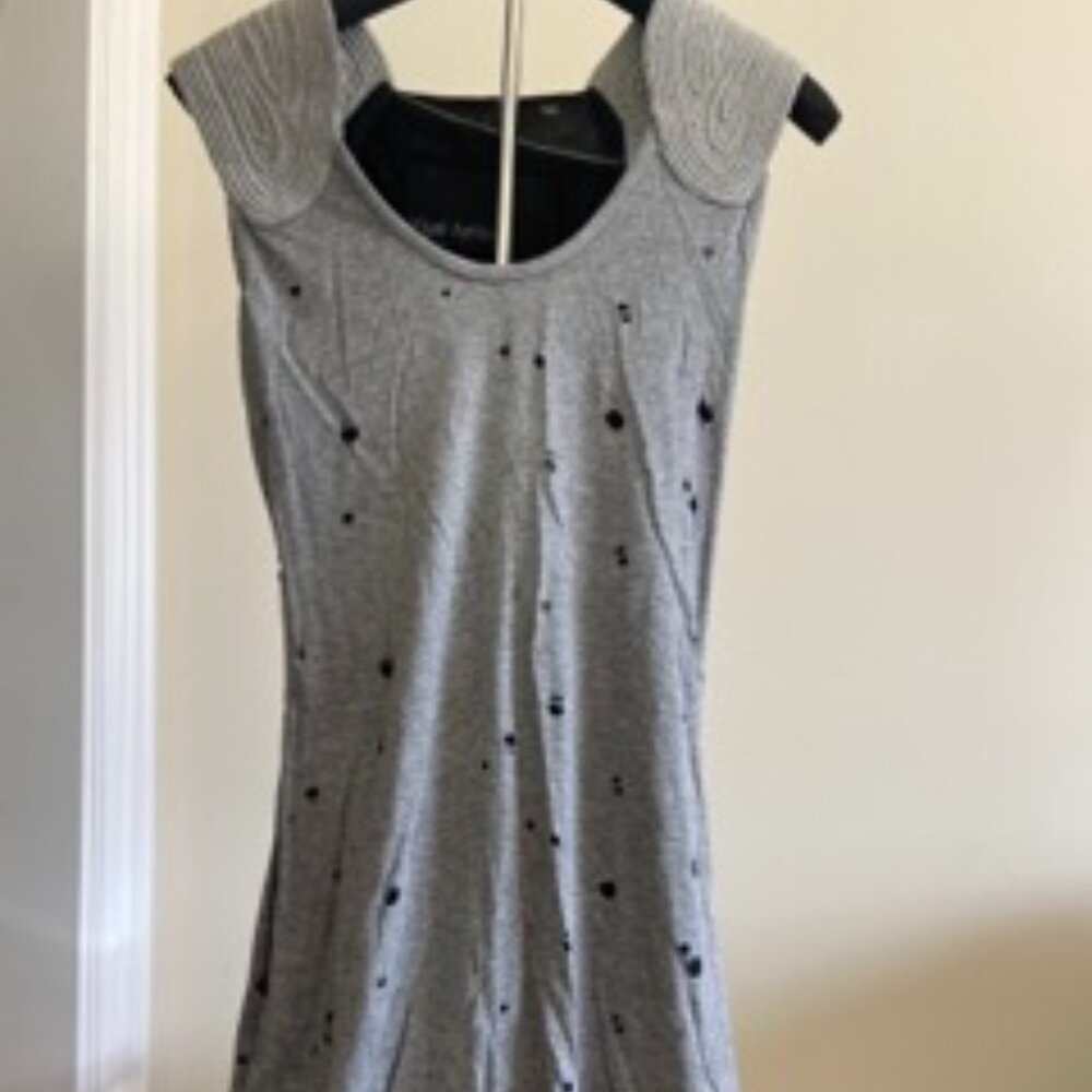 Yigal Azrouel Dress Size 2 Laser Cut Sheath Sleeveless Viscose Party Boho Gray
